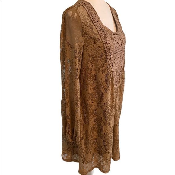 A'reve Tan Lace Overlay Swing Dress - Picture 4 of 9